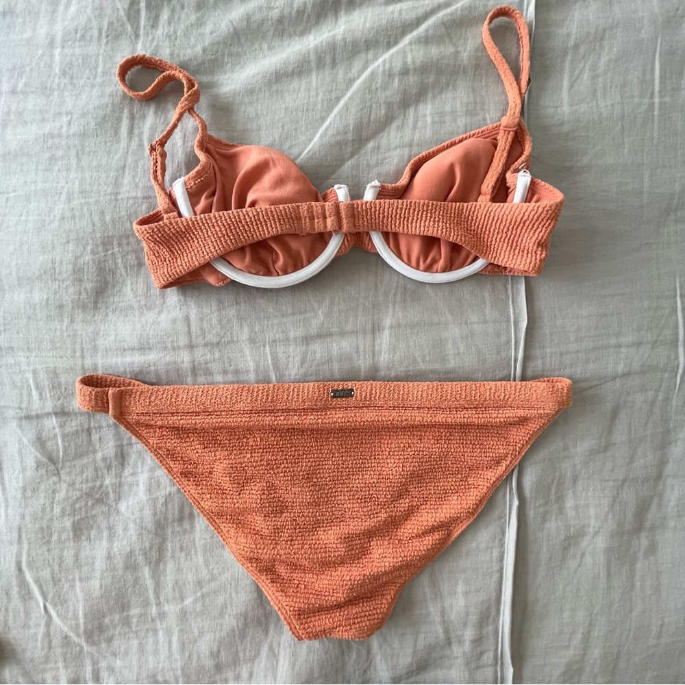 Roxy Orange Crinkle Underwire Bikini - image 4